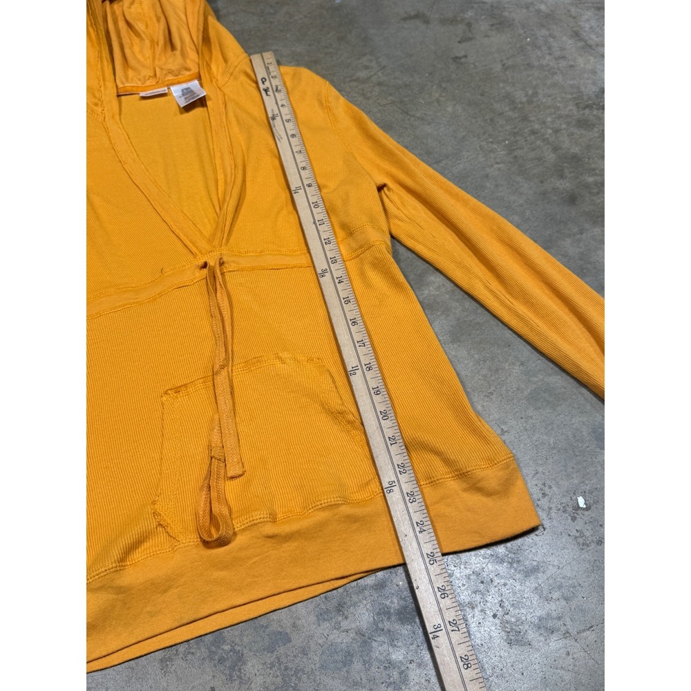 No Boundaries Ribbed Hoodie Fresh Womens XL Papaya Orange V-Neck Tie Front - Picture 5 of 10